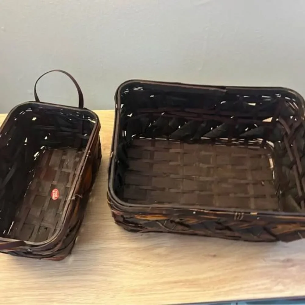 Dark brown woven baskets set